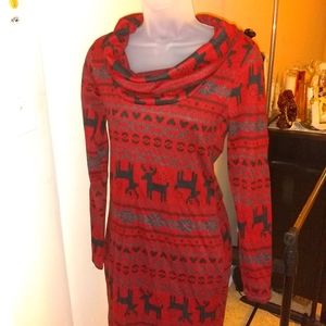 Red raindeer holiday dress